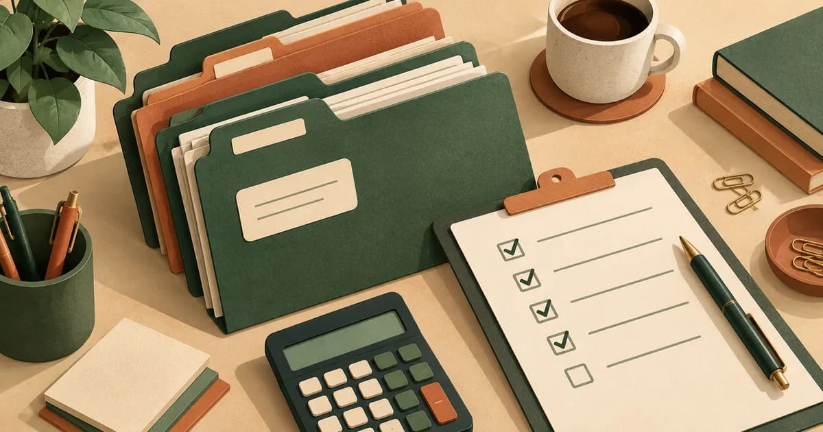 Organized client folders, a calculator and a review checklist